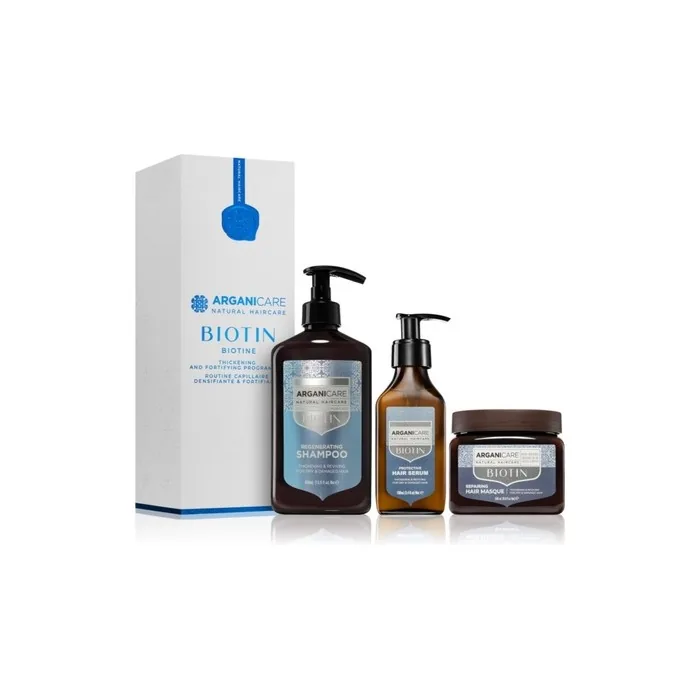Arganicare Biotin Thickening And Fortifying Program Set Gift Set For Hair Density Restoration