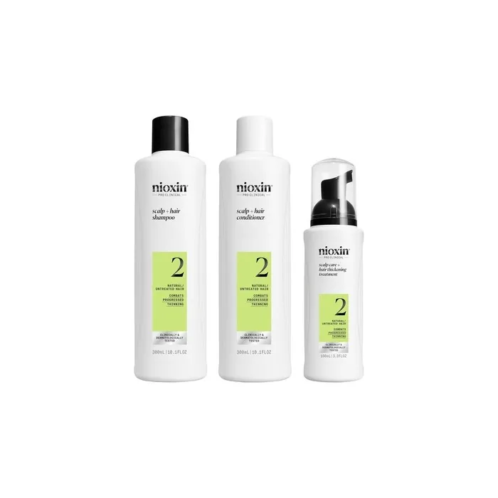 Nioxin Scalp Hair Kit System 2 Hair Care For Natural Visibly Thinning Hair Shampoo Conditioner Scalp Treatment 300ml 300ml 100ml