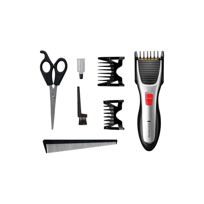 Remington HC340 Titanium Hair Clipper for Men with Scissors, Barber Comb and Travel Case Grey/Black
