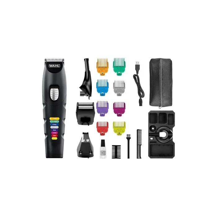 Wahl Colour Trim Advanced Multigroomer with Innovative Color-Coded Guide Combs 240 Minutes Runtime USB Charger - Black