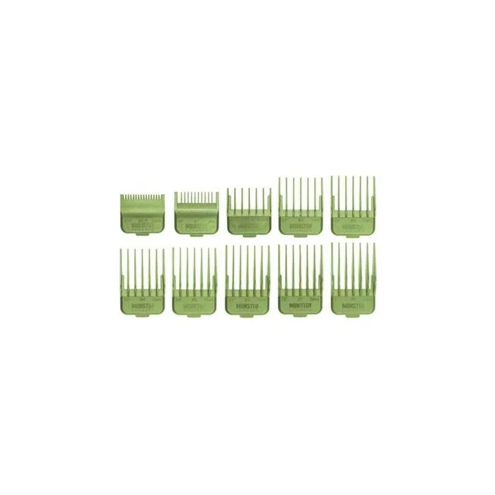 Monster Clippers Attachment Comb Set 10 Pieces Green