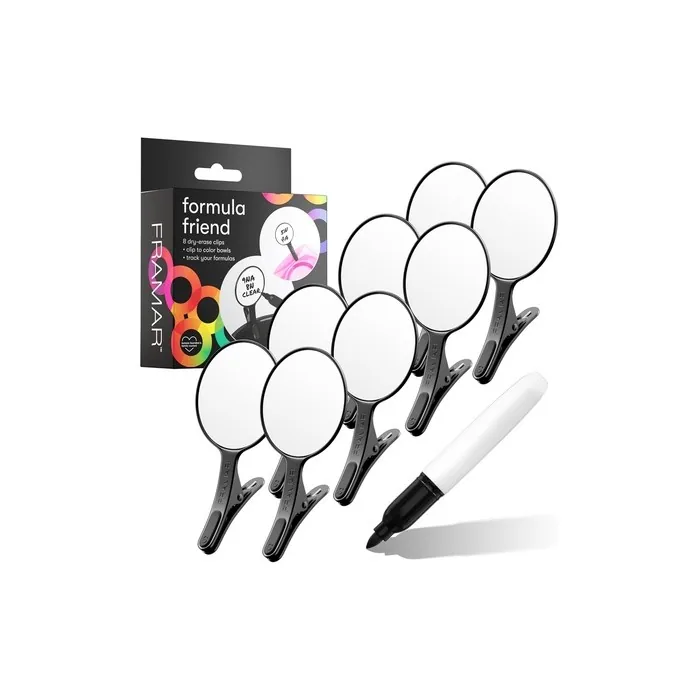 FRAMAR Formula Friend Bowl Clips 8 Pack - Dry Erase Labels for Hair Color Bowls