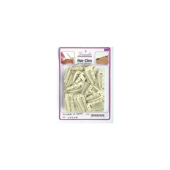 Dreamfix Hair Clips - 50 Pieces, 10 Teeth, 3.8 Cm, Cream