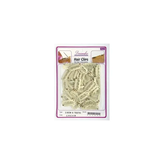 Dreamfix Hair Clips - 50 Pieces, 6 Teeth, 2.8 Cm, Cream