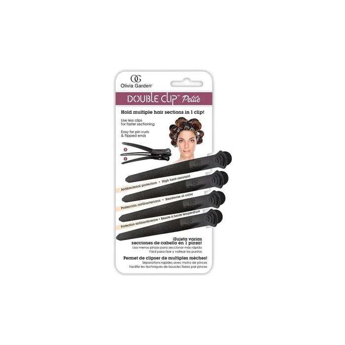 Olivia Garden Double Clips Petite Hair Clips 4 Pieces 10cm Black