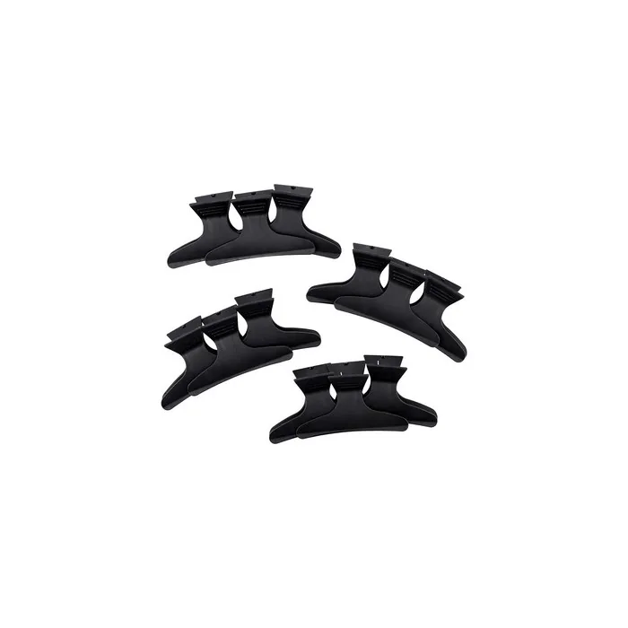 T4B LUSSONI 12 Piece Hair Gripper Clip for Hair Salons Black