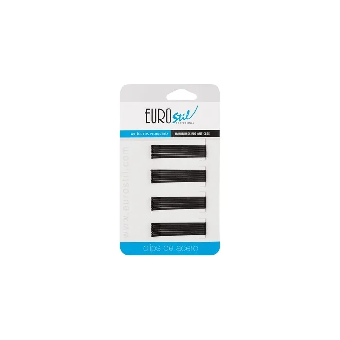Eurostil Hair Box Of Black Clips Matte 50mm 24un