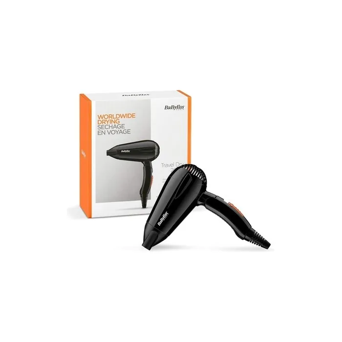 BaByliss Travel Dry 2000W Hair Dryer Dual Voltage Worldwide Lightweight Compact Folding Handle