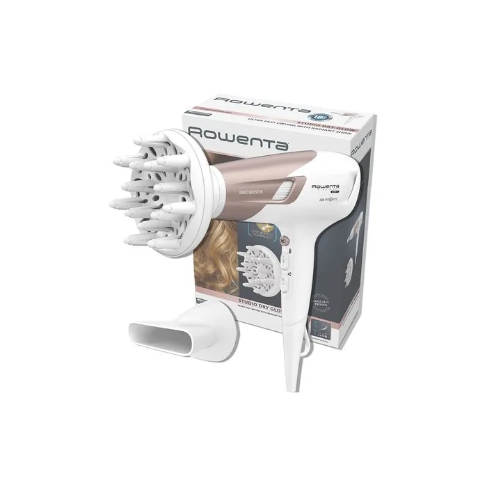 Rowenta Studio Dry Hair Dryer 2100W with Ion Function and Cold Air Button White/Rose Gold