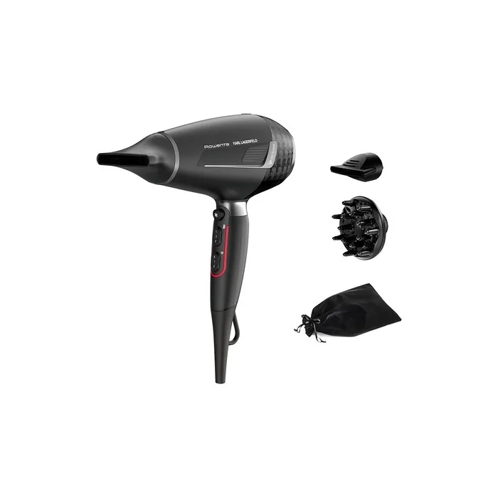Rowenta x Karl Lagerfeld CV888L K/Pro Stylist Hair Dryer 2200W AC Motor Ionic Shine - Black/Red