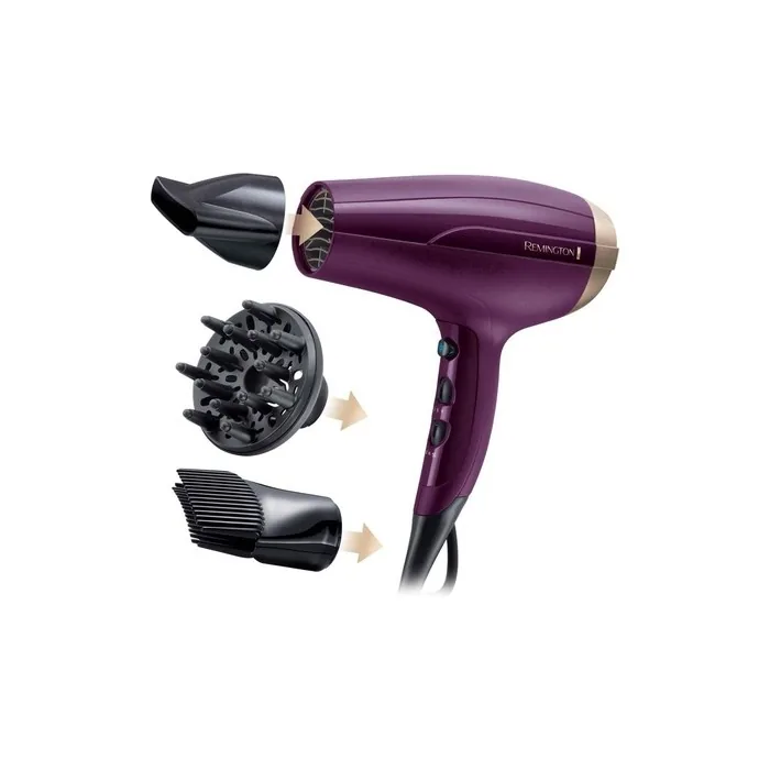 Remington ION Hair Dryer for More Volume Your Style 2300W with Styling Nozzle Diffuser and Volume Boosting Hair Root Nozzle 3 Heat and 2 Separate Blower Settings Cool Shot - Single