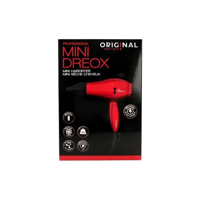 SIBEL Professional Mini Dreox RED Travel Hair Dryer 2m Cable for Blow Drying