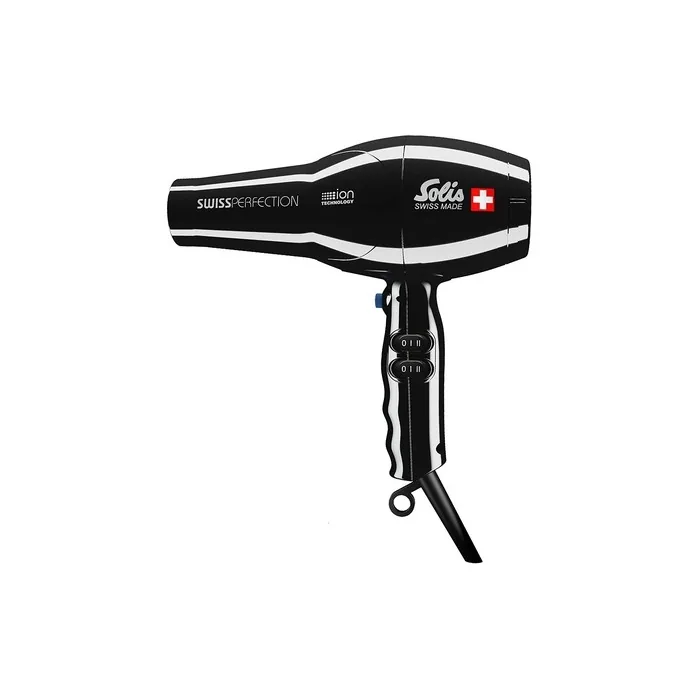 Solis Swiss Perfection 440 Hair Dryer with 3 Temperature and 2 Blower Settings 2300W - Black