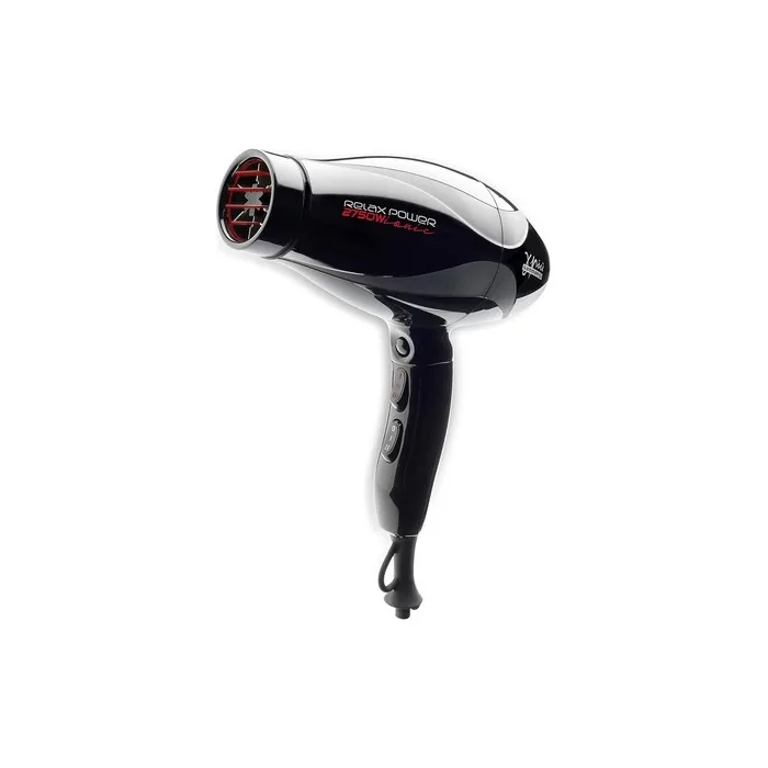 GAMMAPIU Professional Hair Dryer Relax Power Ionic Black with Ionic Generator and Ion Technology Turmaline Coated Grid Made in Italy W2750 Schuko Socket