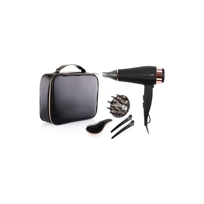 ETA Fenite I Black Edition Hair Dryer 2200W with Ion Function and Foldable Handle - Includes Diffuser, Travel Bag, 3 Temperature Settings, and 2 Speeds