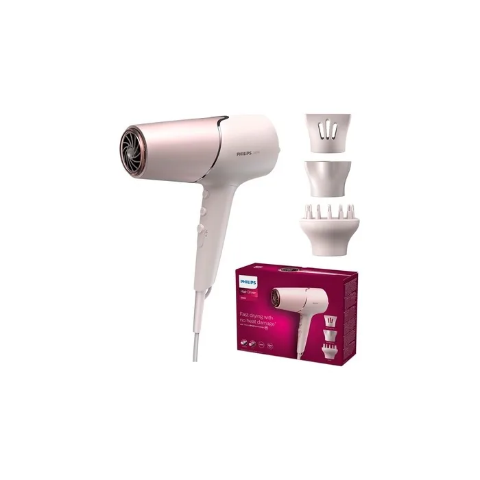 Philips Series 5000 Hair Dryer with ThermoShield Technology 2300W Ionization Function 6 Heat and Speed Settings Model BHD530/20 New BHD530/20 with Volume Diffuser & 2 Styling Nozzles
