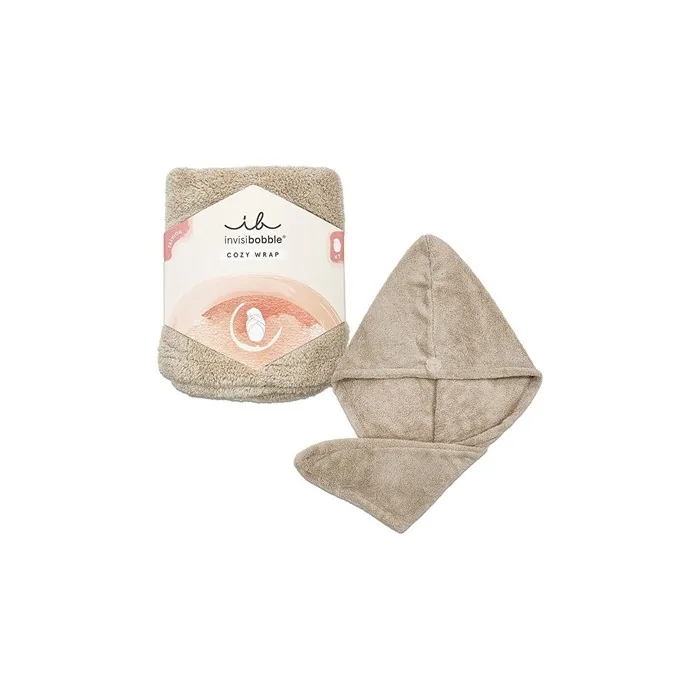 Invisibobble Cozy Wrap Microfibre Hair Towel - Quick Drying Turban for All Hair Types - Beige