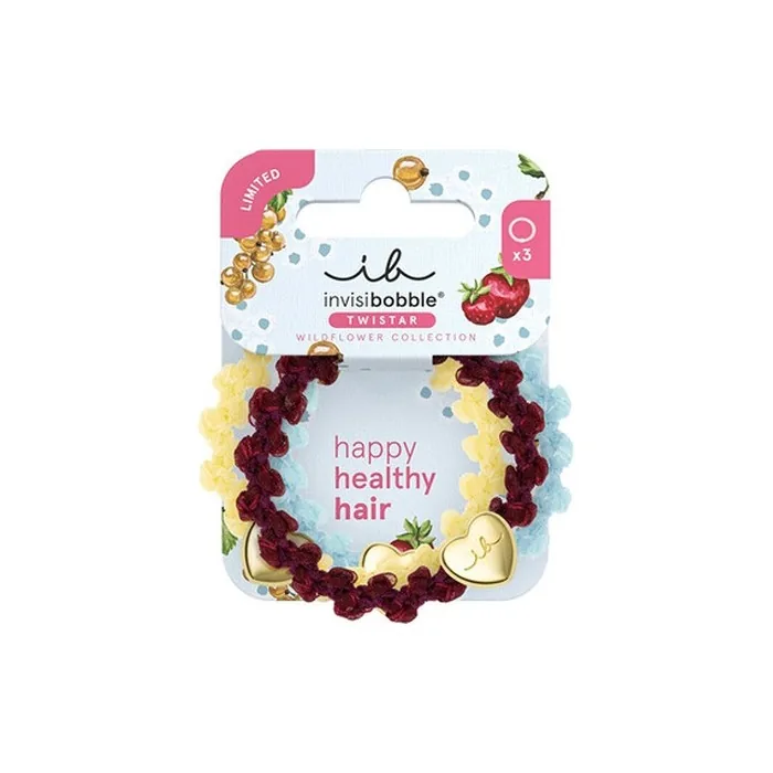 Invisibobble Twistar Wildflower Cherry Twist Hair Ties - Pack of 3