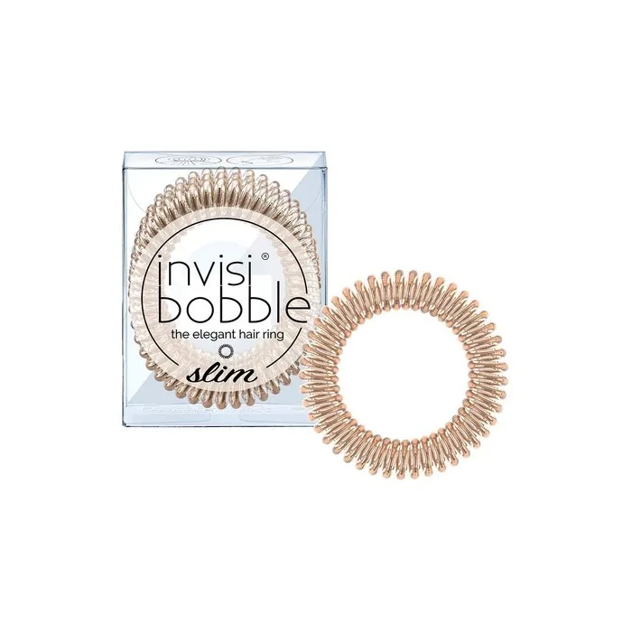 invisibobble SLIM Hair Ties Bronze Me Pretty 3 Pack - No Kink Strong Hold Stylish Bracelet Suitable for All Hair Types