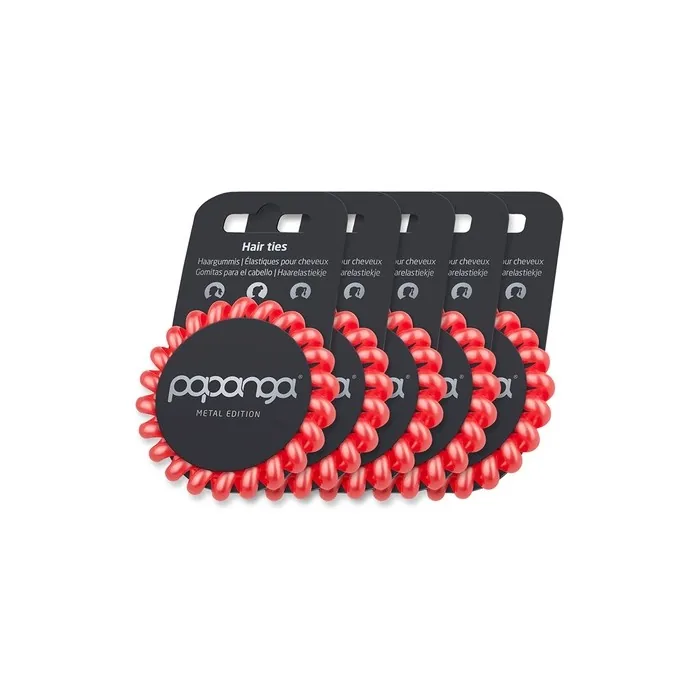 Papanga Metal Edition Spiral Hair Elastics Size Big, Colour: Metallic Coral