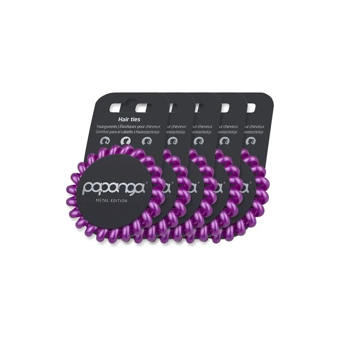 Papanga Spiral Hair Elastics, Metal Edition, Size: Big, Color: Metallic Purple