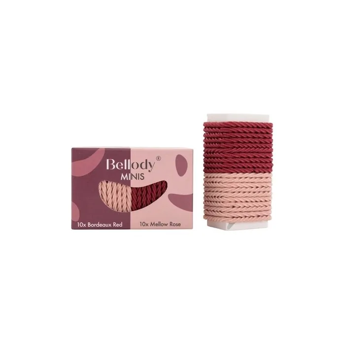 Bellody Minis Small Mini Hair Ties for Stylish Braids and Small Braids 20 Pieces Rose/Red