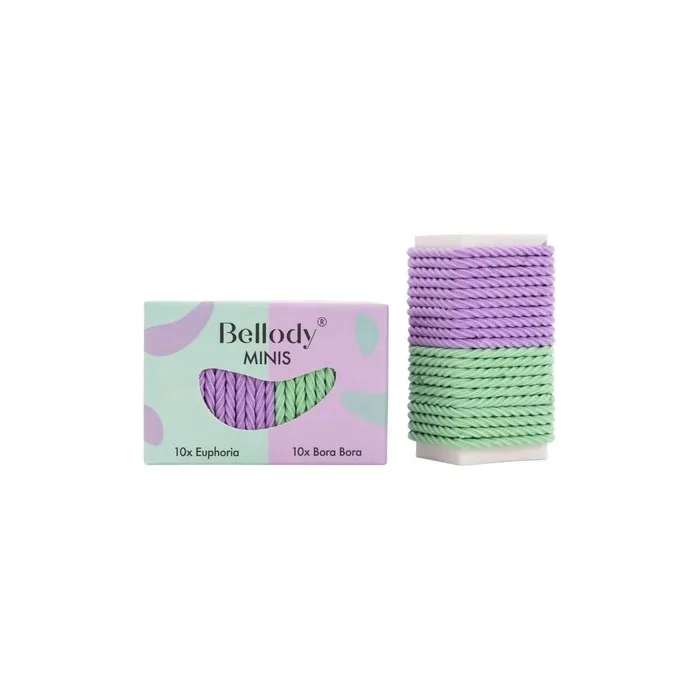 Bellody Minis Small Mini Hair Ties for Stylish Braids and Small Braids 20 Pieces Turquoise/Violet