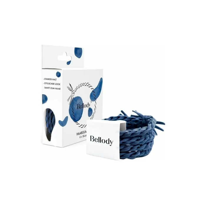 Bellody Original Hair Bobbles Stylish Braided Hair Scrunchie with Strong Hold Set of 4 Blue Jeans Women's Hair Accessories in Dark Blue