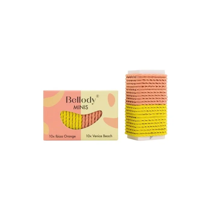 Bellody Minis Small Hair Ties for Stylish Braids and Small Braids 20 Pieces Orange/Yellow