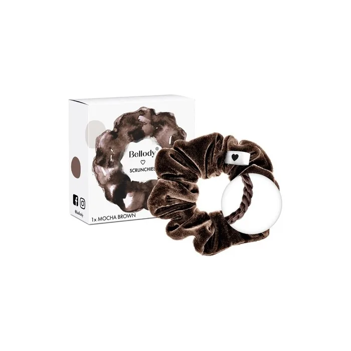 Bellody Velvet Scrunchies - Soft, Strong Hold, Exclusive Colors 1 Piece Mocha Brown