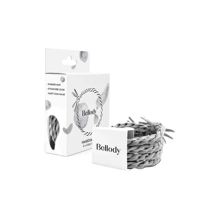 BELLODY Original Urban Gray Hair Ties - Pack of 4