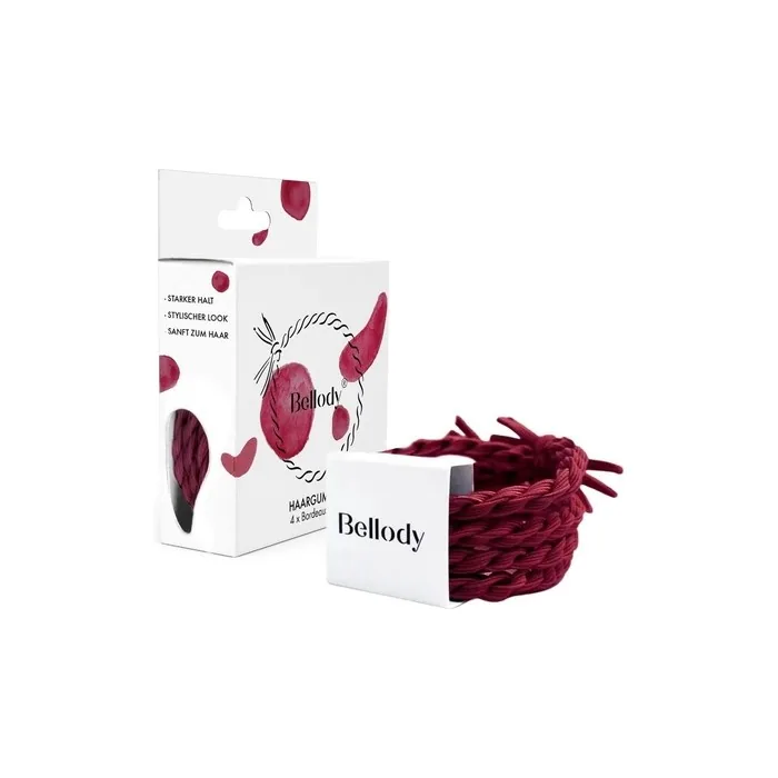 Bellody Original Hair Ties Stylish Braided Hair Tie with Strong Hold Bordeaux Red Women's Hair Accessories in Dark Red