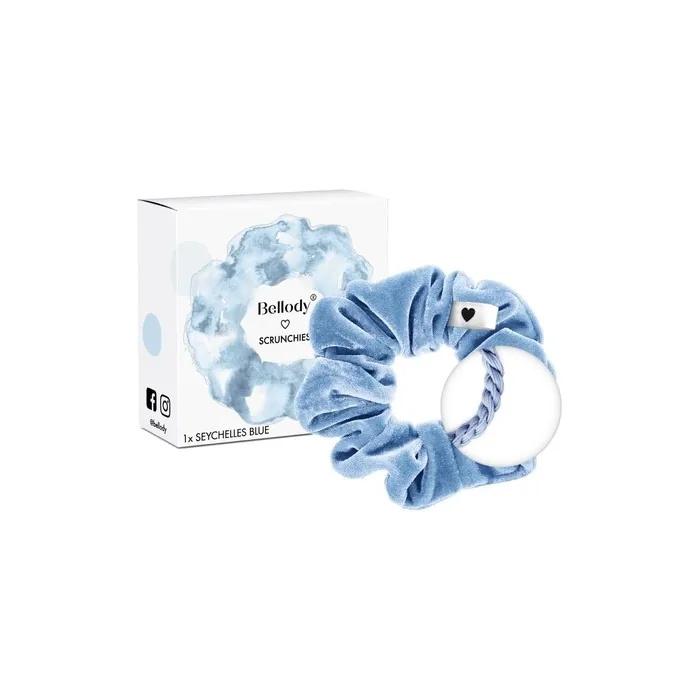 Bellody Scrunchies Velvet Strong Hold Exclusive Colors Seychelles Blue