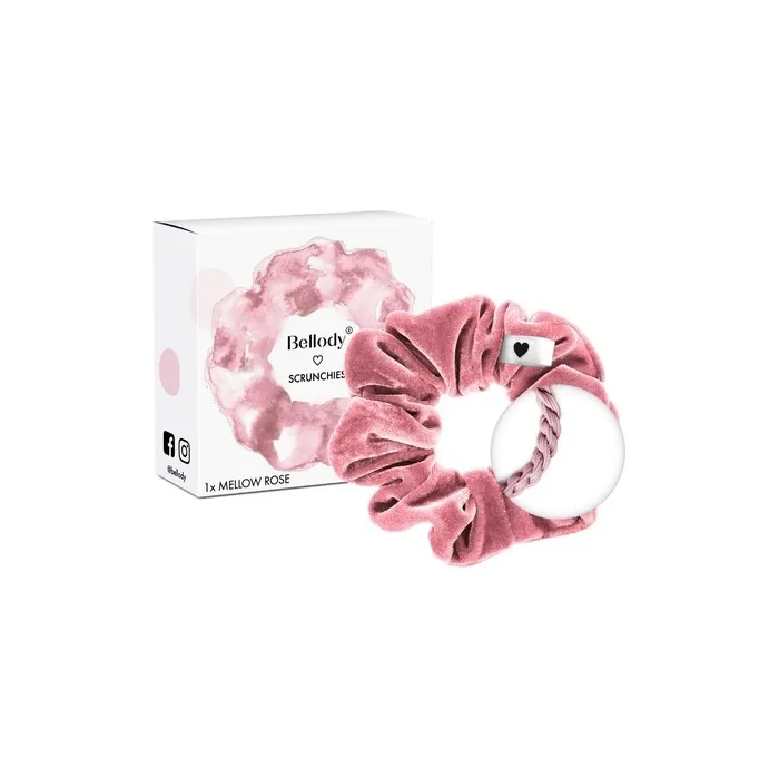 Bellody Velvet Scrunchies - Soft, Strong Hold, Exclusive Colors 1 Piece Mellow Rose