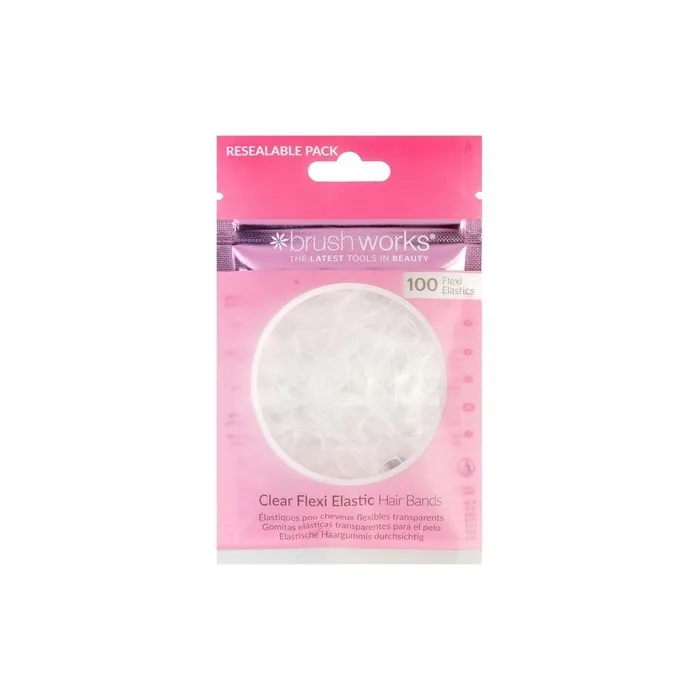 Brushworks Clear Flexi Elastic Hair Bands - 100 Pieces