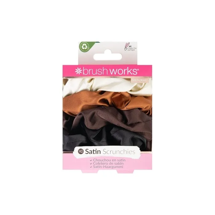Brushworks Nude Satin Scrunchies