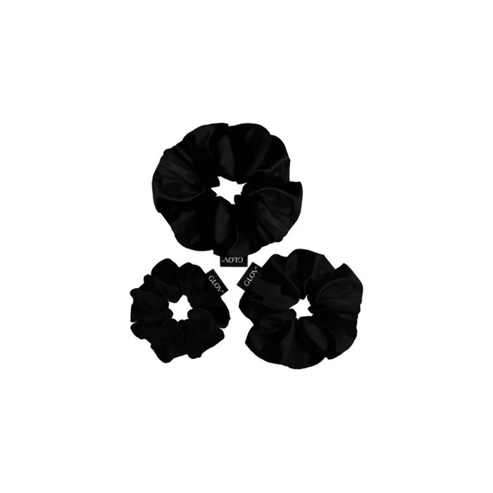 Glov Trio Satin Hair Scrunchies In Black