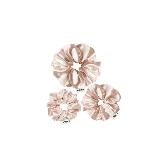 Glov Trio Satin Scrunchies Champagne - Set Of Three Stylish Scrunchies