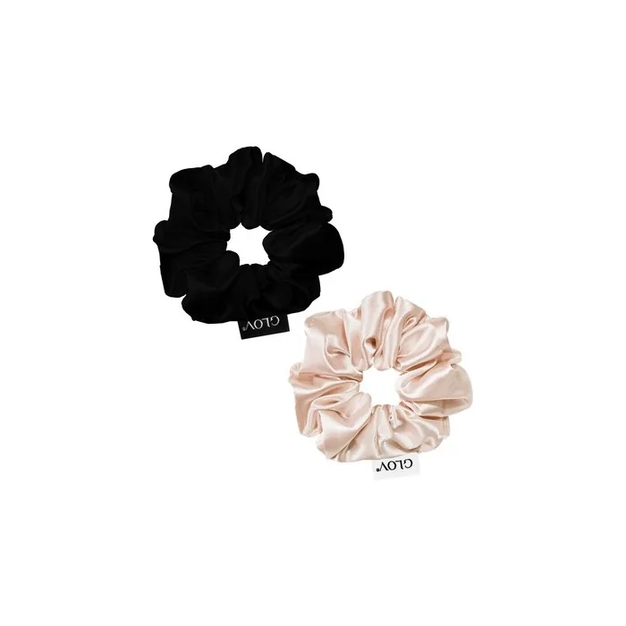 Glov Satin Scrunchies Satin Hair Ties M Champagneblack 2pcs