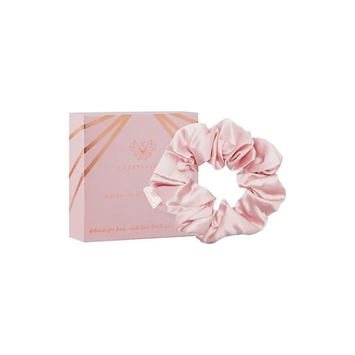 Crystalove Silk Hair Scrunchie Pink