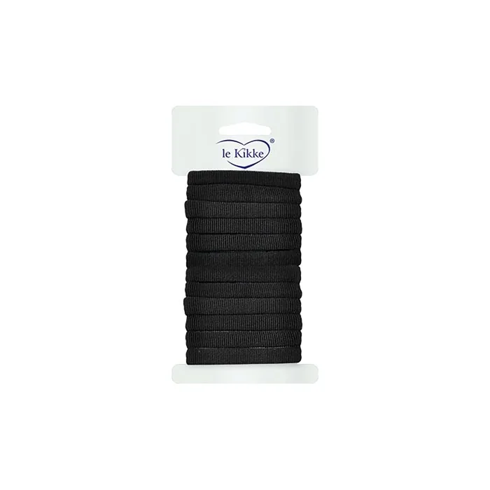 Le Kikke Basic Black Hair Elastics 4.5cm Diameter 1cm Thickness