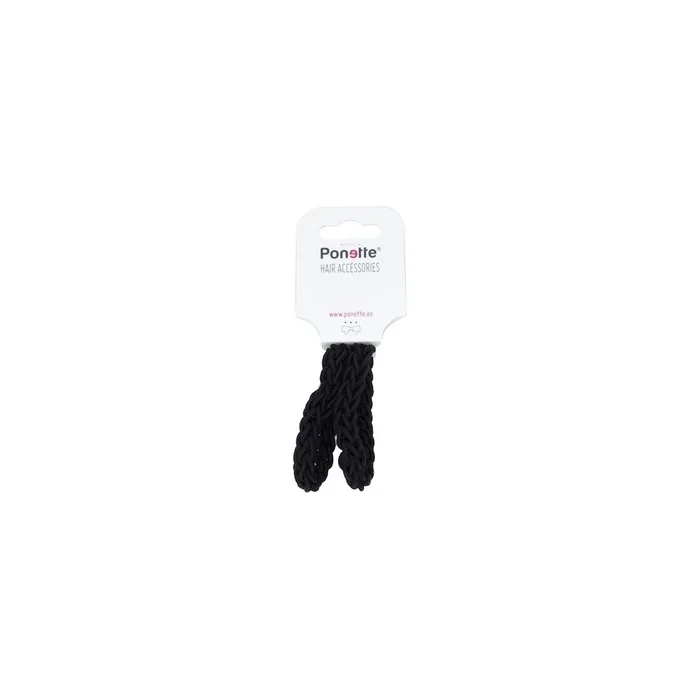 Ponette Black Braided Hair Ties - Pack of 2