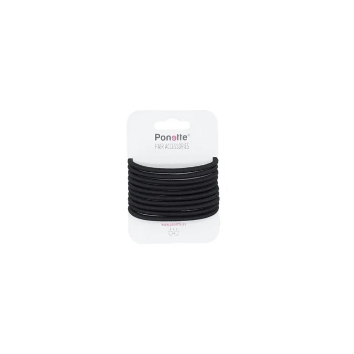 Ponette Black Metallic Hair Ties - Pack of 10