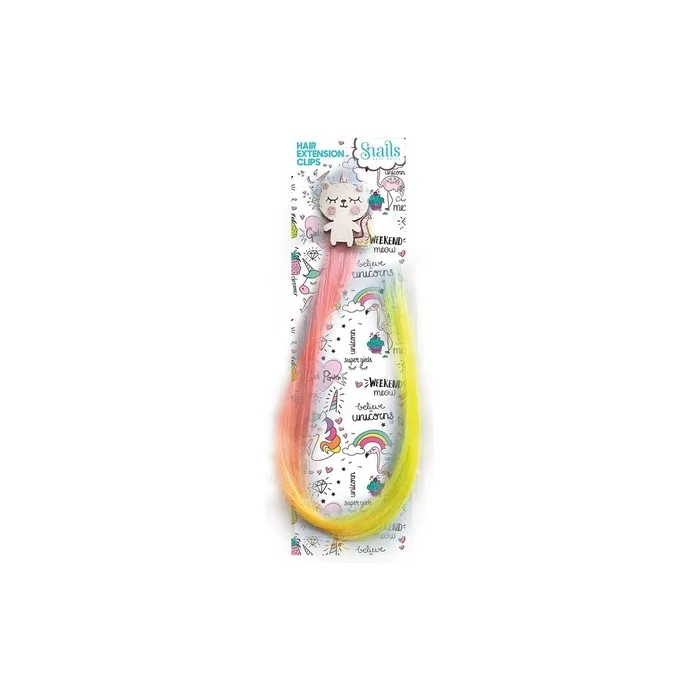 Snails Clip in Hair Extensions Cat Glitter Hair Strands with Gradient for Kids