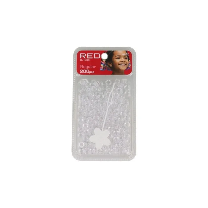 Red Kiss Regular Hair Beads 200 Pieces Clear