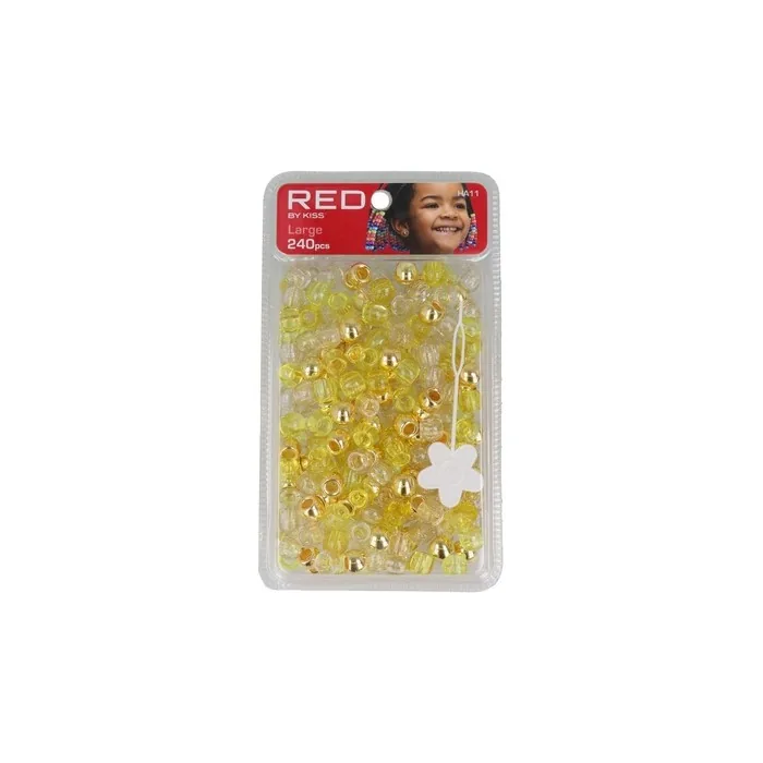 Red Kiss L Hair Beads 240 Pieces Gold Assorted