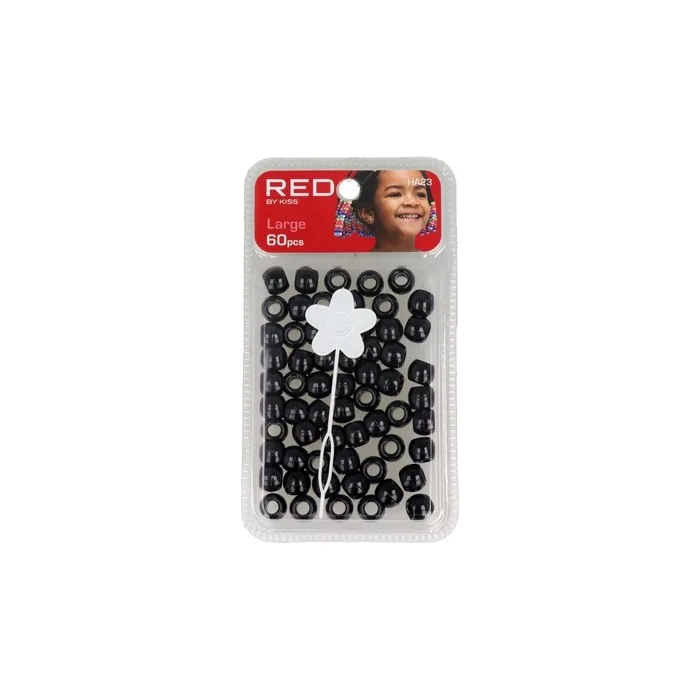 Red Kiss L Hair Beads 60 Pieces In Black