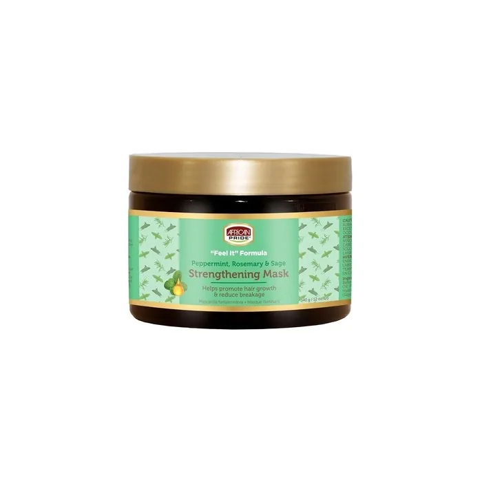 African Pride Feel It Formula Hair Strengthening Mask Treatment Peppermint Rosemary Sage 12oz