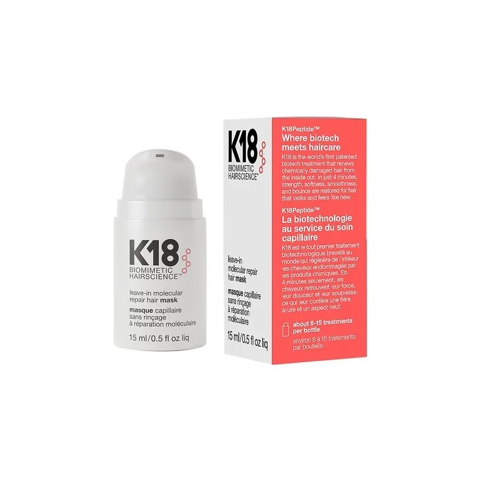 K18 Biomimetic Molecular Hair Repair Mask 15ml Limited Edition - Heals and Strengthens Hair with Lightweight Moisturizing Benefits
