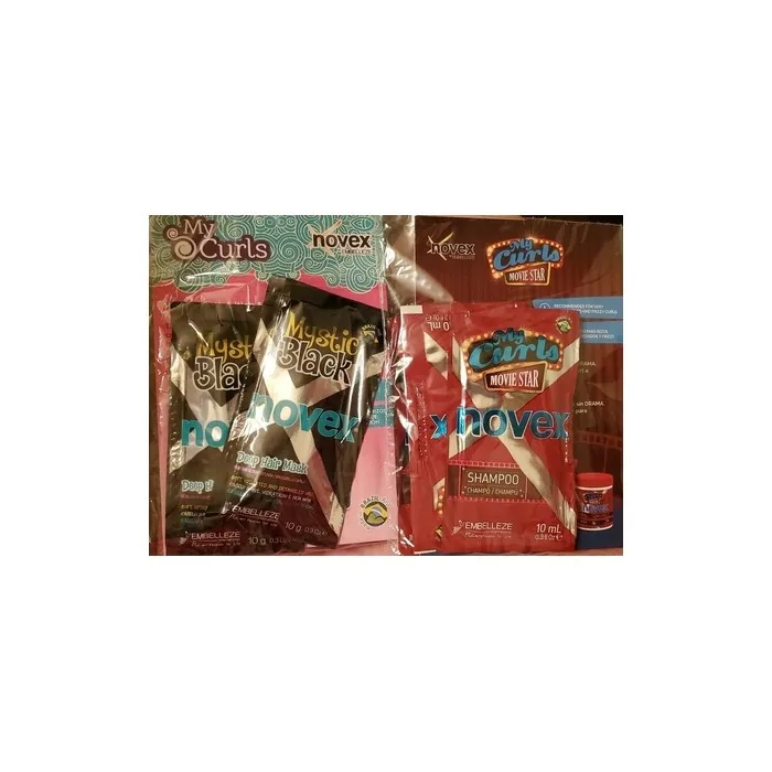 Novex My Curls 4 Film Star Shampoo & Mystical Black Mask Enhance 10g Each 0.3 Ounces